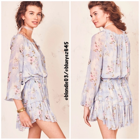 LoveShackFancy Popover Dress in Water Petals XS - Picture 2 of 6
